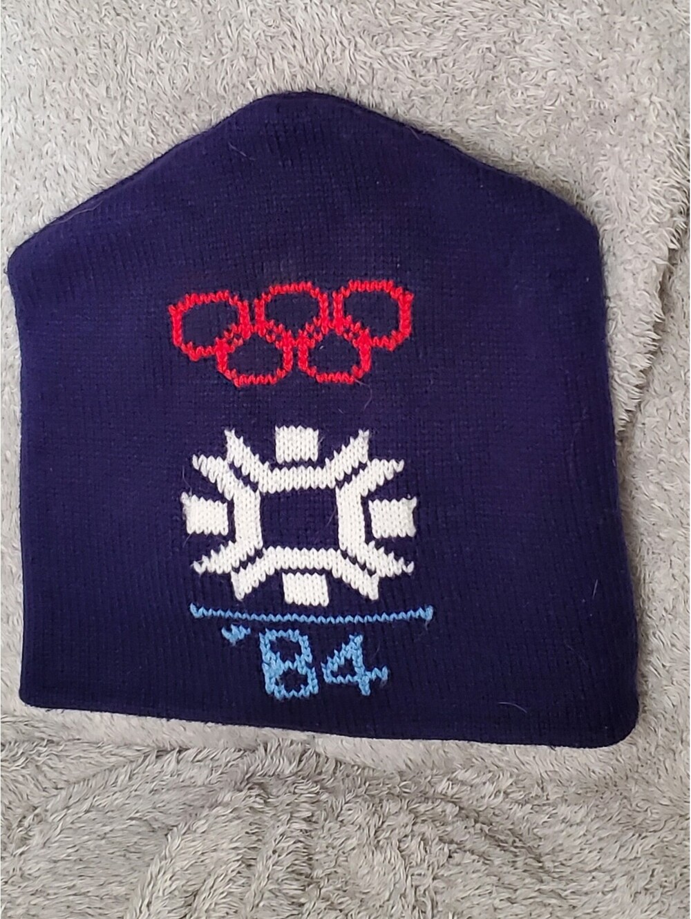 Vintage 1984 Sarajevo Winter Olympics Avon Knit Beanie Hat Navy Adult